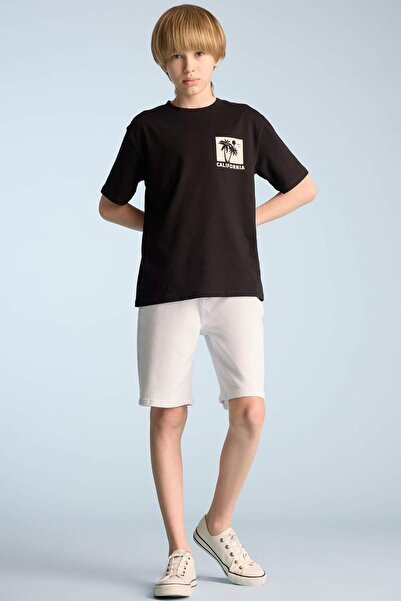 DeFacto Boy's Crew Neck Back Printed Short Sleeve T-Shirt E0099A825Sm