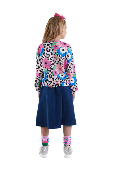Denokids Girl's Midi Length Denim Skirt