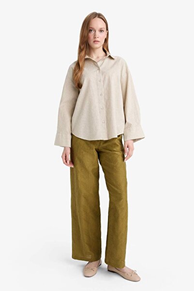 DeFacto Relax Fit Linen Blend Long Sleeve Shirt E4556Ax25Sp