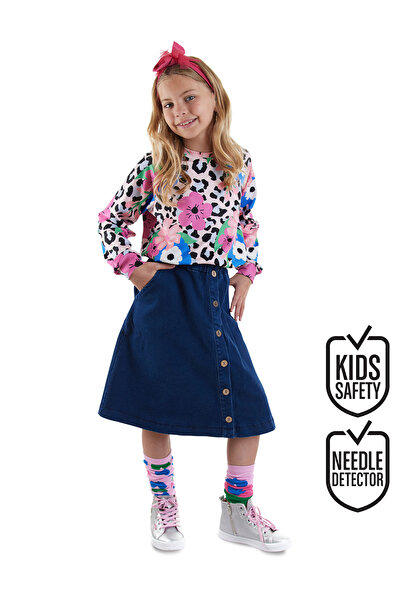 Denokids Girl's Midi Length Denim Skirt
