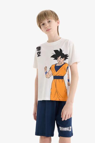 DeFacto Erkek Çocuk Dragon Ball Pijama Takımı Kısa Kollu Üst Beli Lastikli Şort E0337A825SM