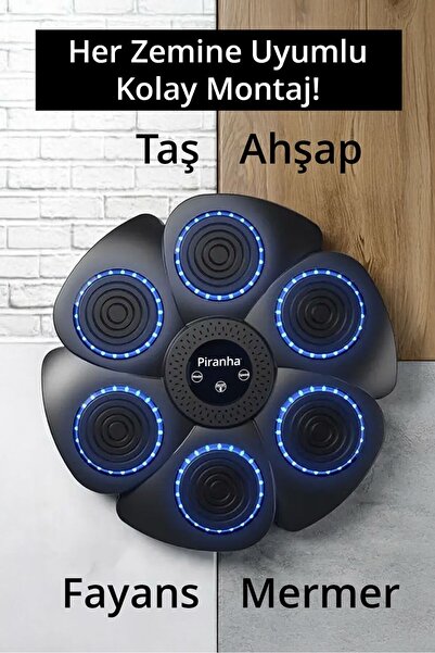 Piranha T-227 Refleks Geliştirici Akıllı Boks Eğitim Makinesi / Bluetooth / Rgb / Müzikli / Eldiven