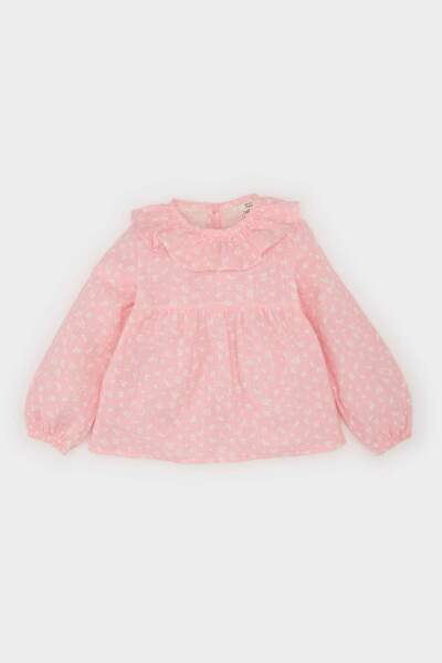 DeFacto Baby Girl Floral Flared Poplin Long Sleeve Shirt E6101A525Sp