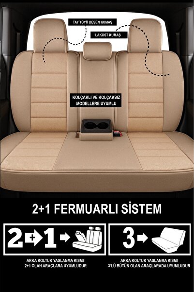 GM-DESIGN Onyx Beige Tay Feather Auto Seat Cover (Compatible with Volkswagen Bora-Golf-Jetta-Polo)