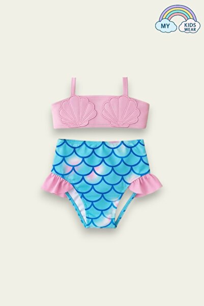 My Kids Wear Girl's Seashell Patterned Bikini Set 2802
