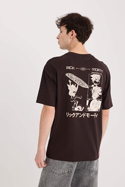 DeFacto 100 % Baumwolle Rick and Morty Boxy Fit Rundhalsausschnitt mit Rückenprint Kurzarm-T-Shirt D9843AX25SP