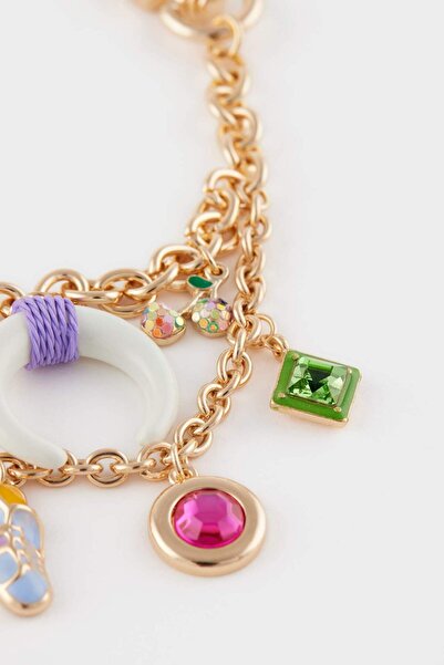 DeFacto سلسلة مفاتيح ذهبية بتفاصيل فيل فاين للنساء E6635AXNS