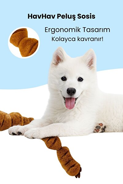 Havhav Peluş Sosis Köpek Oyuncağı | 65 CM Dayanıklı Çekiştirme Oyuncağı
