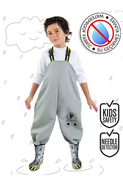 Denokids Construction Vehicle Boys Waterproof Rain Overalls