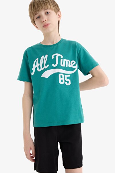 DeFacto Erkek Çocuk 2'li Takım Baskılı Kısa Kollu Tişört Şort E6541A825SM