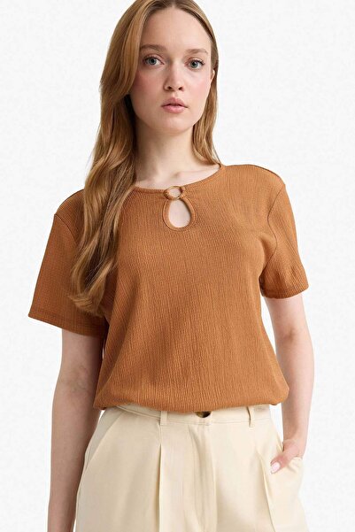 DeFacto Bisiklet Yaka Basic Düz Bürümcük Kısa Kollu Tişört C0194AX25SP