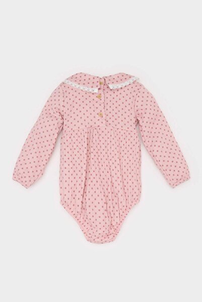 DeFacto Kız Bebek Yenidoğan 2'li Takım Müslin Geniş Yaka Uzun Kollu Tulum Külotlu Çorap E2384A525SP