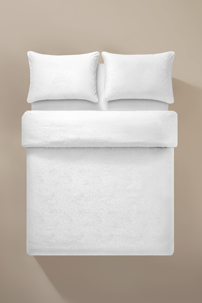 Penelope 100% Cotton Satin Duvet Cover Set 200X220 cm White - Plume Series
