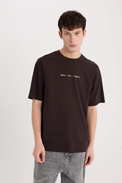 DeFacto 100 % Baumwolle Rick and Morty Boxy Fit Rundhalsausschnitt mit Rückenprint Kurzarm-T-Shirt D9843AX25SP