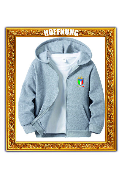 HOFFNUNG Unisex Zippered Hoodie Italia Patterned Oversize Cardigan