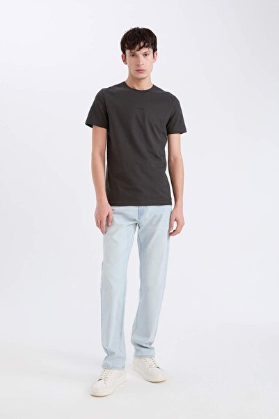 DeFacto %100 Pamuk Slim Fit Dar Kesim Bisiklet Yaka Baskılı Kısa Kollu Tişört D5566AX25SP