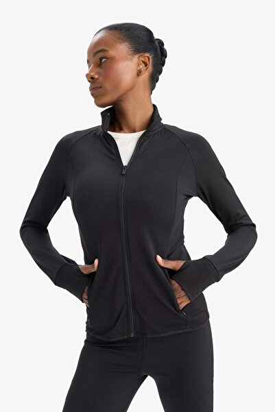 DeFacto Defactofit Fitted Stand Collar Sports Zipper Sweatshirt Cardigan E7755Ax25Sp