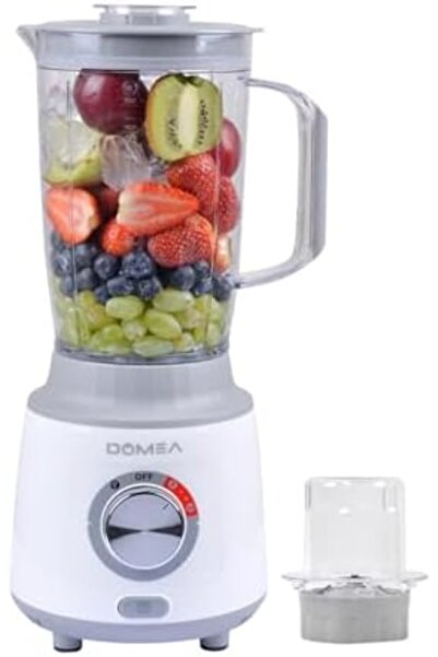 DOMEA 2-in-1 Blender & Grinder, 600W High-Speed Motor, 1.8L Juice Blender Jar + 300 ml Grinder Jar