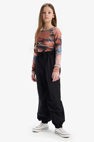 DeFacto Kız Çocuk Paraşüt Kargo Jogger Paça Pamuklu Pantolon D7607A825SM