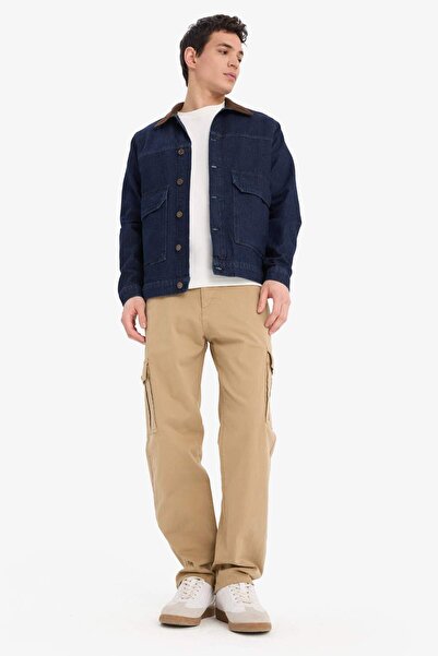 DeFacto 100% βαμβακερό τζιν μπουφάν με λεπτή εφαρμογή και αντίθεση για την εποχή της άνοιξης E5490AX25SP
