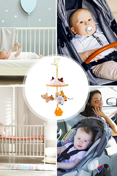 İnşirah Concept Beşik Dönence Bebek Hayvan Figürlü Keçe Dönence Çıngıraklı Peluş Çocuk Odası Arabası Dişlik