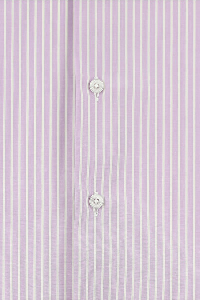 Abdullah Kiğılı Kısa Kol Slim Fit Dar Kesim Çizgili Pamuk Gömlek