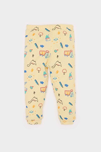 DeFacto Erkek Bebek Pijama Takımı Araç Baskılı Uzun Kollu Waffle Üst Beli Lastikli Uzun Alt E0751A525SP