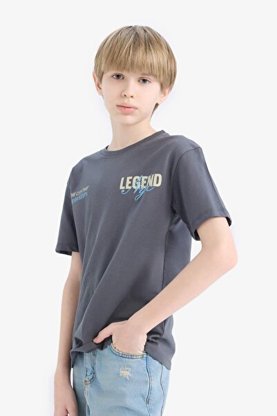 DeFacto Boy's Crew Neck Back Printed Short Sleeve T-Shirt E2840A825Sm