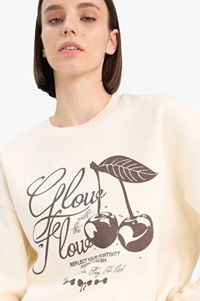 DeFacto Coool Oversize Wide Fit Crew Neck Printed Thick Sweatshirt E7638Ax25Sp