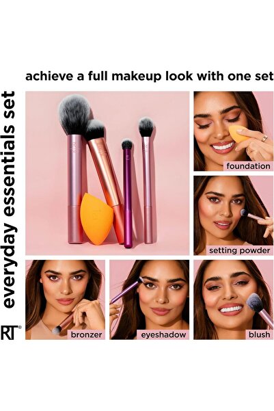 Real Techniques Real Techniques Makeup Brush Set With 2 Sponge Blenders For Eyeshadow, Foundation, Blush, And Concea