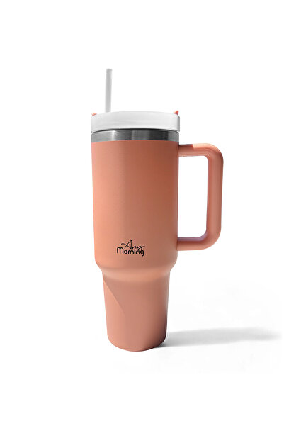 Any Morning Vaha 1200 ml Termos Mug, 3 Kademeli Çevirmeli Kapak, Açık Somon S...