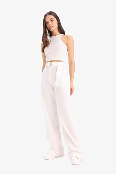 DeFacto Wide Leg Çift Cepli Yüksek Bel Standart Boy Modal Geniş Bol Paça Pantolon D4467AX25SP