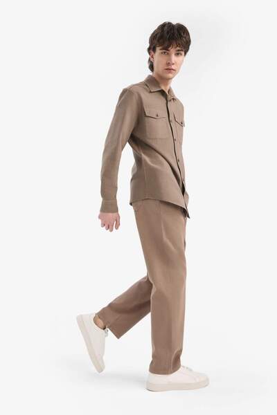 DeFacto %100 Pamuk Bol Rahat Kesim Wide Leg Geniş Paça Yazlık Keten Görünümlü Pantolon D7285AX25SP