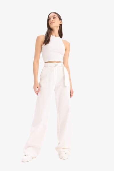 DeFacto Wide Leg Çift Cepli Yüksek Bel Standart Boy Modal Geniş Bol Paça Pantolon D4467AX25SP