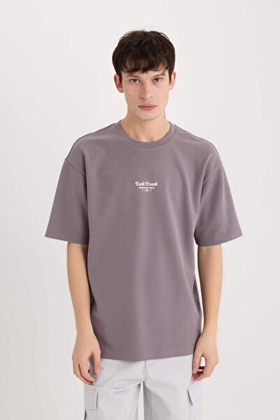 DeFacto Μπλουζάκι με κοντό μανίκι από βαρύ ύφασμα με αναπνεύσιμο λαιμόκοψη χωρίς σιδέρωμα D5518AX