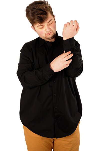 ModeXL Mode Xl Large Size Ανδρικό Κλασικό Πουκάμισο Lycra 20351 Μαύρο