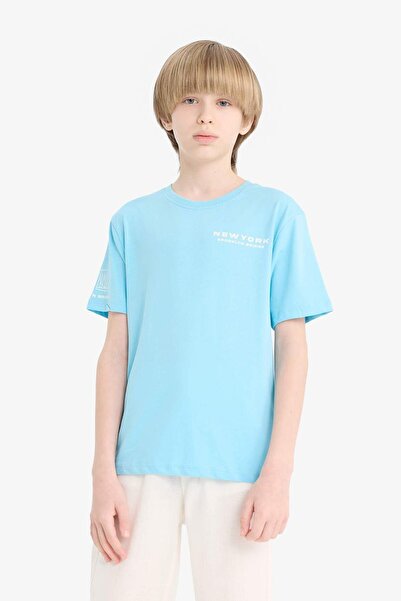 DeFacto Ανδρικό μπλουζάκι με κοντό μανίκι με λαιμόκοψη E0102A825SM