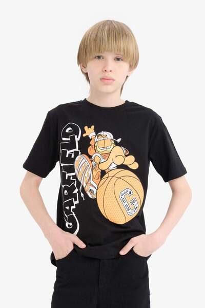 DeFacto Garfield Kurzarm-T-Shirt für Jungen mit Rundhalsausschnitt E3107A825SM