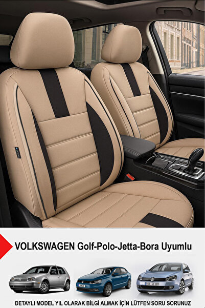 GM-DESIGN Onyx Beige Tay Feather Auto Seat Cover (Compatible with Volkswagen Bora-Golf-Jetta-Polo)