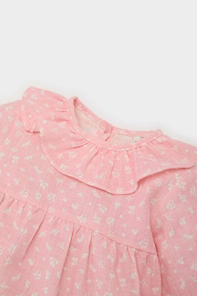 DeFacto Baby Girl Floral Flared Poplin Long Sleeve Shirt E6101A525Sp