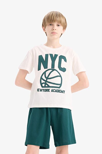 DeFacto Boys' 2-Piece Set Printed Short Sleeve T-Shirt Shorts E6542A825Sm