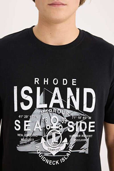 DeFacto Μπλουζάκι με κοντό μανίκι με στάμπα με κανονική εφαρμογή από 100% βαμβάκι D9353AX25SP