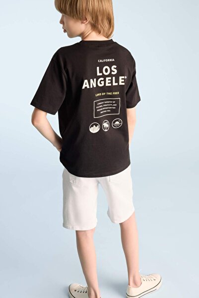 DeFacto Boy's Crew Neck Back Printed Short Sleeve T-Shirt E0099A825Sm
