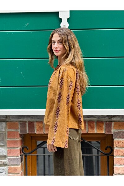 Retrobird Дамско леко яке Poncho Camel