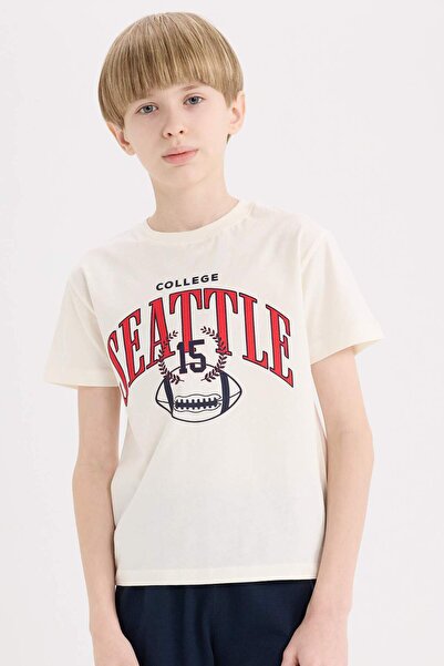 DeFacto Boys' 2-Piece Set Printed Short Sleeve T-Shirt Elastic Waist Shorts E4691A825Sm