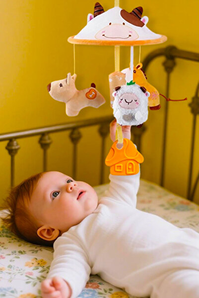 İnşirah Concept Beşik Dönence Bebek Hayvan Figürlü Keçe Dönence Çıngıraklı Peluş Çocuk Odası Arabası Dişlik