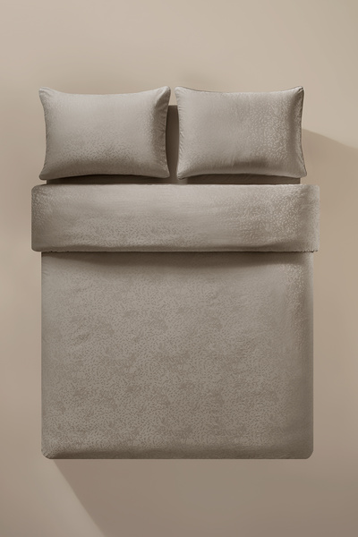 Penelope 100% Cotton Satin Duvet Cover Set 200X220 cm Stone - Plume Series