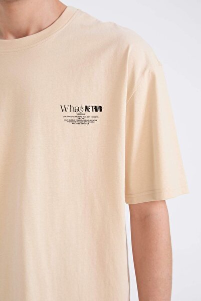 DeFacto 100% Cotton Oversize Wide Fit Crew Neck Printed Short Sleeve T-Shirt D8594Ax25Sp