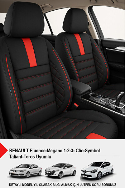 GM-DESIGN Oniks Kırmızı Tay Tüyü Oto Koltuk Kılıfı-(RENAULT Fluence-Megan 1-2...