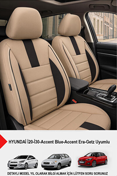 GM-DESIGN غطاء مقعد السيارة من الريش التايلاندي باللون البيج من Onyx - (متوافق مع HYUNDAİ I20-I30-Accent-Blue-Era-Getz)